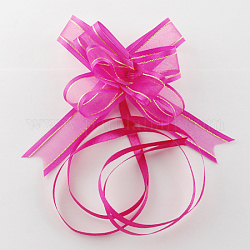 Colored Ribbon, Organza Ribbon and Satin Ribbon, for Christmas Decoration, Golden, Deep Pink, 95x22x1mm