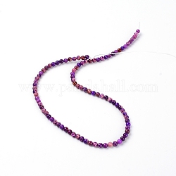 Hilos de cuentas de jaspe imperial natural, teñido, redondo, púrpura, 391x4mm, agujero: 1 mm, aproximamente 90 pcs / cadena