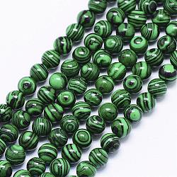 Chapelets de perles en malachite synthétique, ronde, 6mm, Trou: 1mm, Environ 65 pcs/chapelet, 15.74 pouce