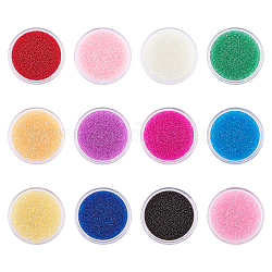 Micro cuentas de vidrio transparentes para decoración de uñas 3d diy, mini bolas de bolas, diminutas cuentas de uñas caviar, color mezclado, 0.6~0.8mm, 12 colores, 20 g / color, 240 g / sistema
