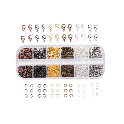 Pandahall 1 kit de découverte de bijoux avec 840 anneaux de saut ouverts en laiton et 120 fermoirs à griffes de homard 6 couleurs pour la fabrication de bijoux