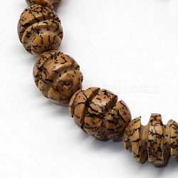 Buddhism Jewelry Findings, Undyed & Natural Bodhi Beads, Engraved Oval, Coconut Brown, 14~17x11~13mm, Hole: 1~3mm, about 25~27pcs/strand, 15.7inch