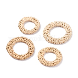 Плетеные кольца из тростника / ротанга ручной работы, для изготовления соломенных сережек и ожерелий, отбеливатель, кольцо, разноцветные, 38~51x4.5~5 мм, внутренний диаметр: 20.5~29 мм