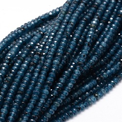Gefärbte natürliche Malaysia Jade Rondelle Perlen, facettiert, marineblau, 4x2~3 mm, Bohrung: 1 mm, ca. 115 Stk. / Strang, 14 Zoll