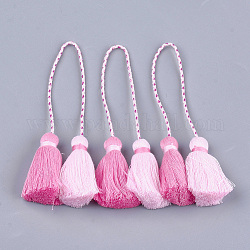 Polycotton(Polyester Cotton) Tassel Big Pendant Decorations, Two Tone, Flamingo, 280~300mm