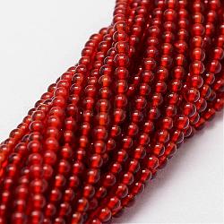 Chapelets de perles en cornaline naturelle, teints et chauffée, ronde, 2mm, Trou: 0.5mm, Environ 190 pcs/chapelet