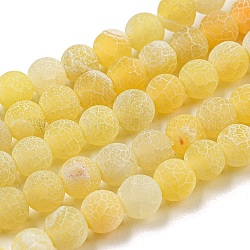 Chapelets de perles en agate naturelle craquelée, teinte, ronde, Grade a, or, 6mm, Trou: 1mm, Environ 63 pcs/chapelet, 15.5