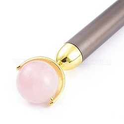 Натуральный розовый кварц массажный инструмент для ухода за кожей, лицевые ролики, с пластиковой фурнитурой, серые, 156x30~31x16~26 мм
