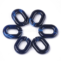 Anillos de enlace de acrílico, conectores de enlace rápido, para la fabricación de cadenas de joyería, estilo de imitación de piedras preciosas, oval, azul oscuro, 24x18x5mm, agujero: 13x7 mm, aproximamente 380 unidades / 500 g