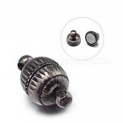 Круглые латунные магнитные застежки с петлями, без никеля , металлический черный, 13x8 мм, отверстие : 0.5 мм
