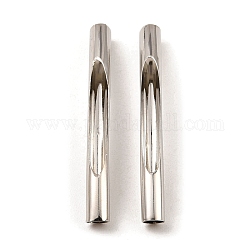 Brass Tube Beads, Hollow Curved Tube, Platinum, 50x5mm, Hole: 4.5mm