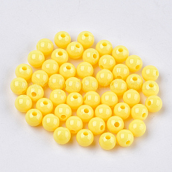Perle di plastica opache, tondo, giallo, 6x5.5mm, Foro: 1.8 mm, circa 4790pcs/500g