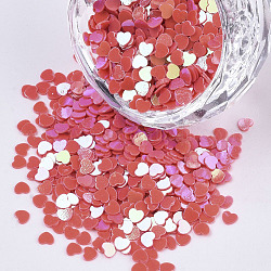 Ornament Zubehör, PVC-Kunststoff paillette / Pailletten Perlen, ab Farbe plattiert, Herz, rot, 2.7x3x0.4 mm, ca. 18000 Stk. / 50 g