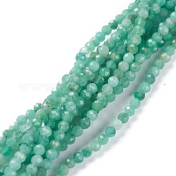 Brins de perles d'émeraude naturelles, ronde, facette, 2mm, Trou: 0.5mm, Environ 173 pcs/chapelet, 15.55~15.75 pouce (39.5~40 cm)