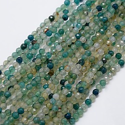 Natural Agate Round Beads Strand, Dyed, Faceted, Teal, 4mm, Hole: 0.9mm