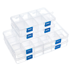 Пластиковые ящики для хранения органайзеров, прямоугольные, прозрачные, 16.3x10.7x3 см, 15.5x24.2x3 см, 6 шт / комплект
