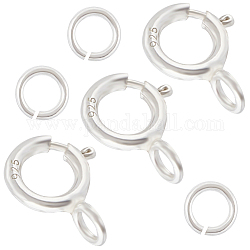 Creatcabin 10 pz 925 fermagli per anelli a molla in argento sterling, con 10 pz 925 anelli di salto aperti in argento sterling, argento, 5.5mm
