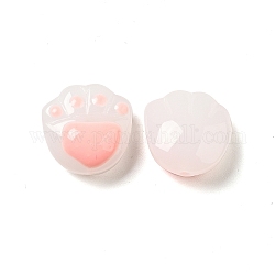 Perles de verre opaques, impression de griffe de chat, rose, 14.5x14.5x7.8mm, Trou: 1.2mm