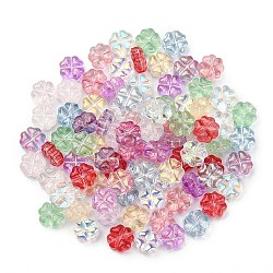 100 pièces 10 couleurs perles de verre tchèques transparentes, trèfle, couleur mixte, 7.5x4.5mm, Trou: 0.9mm, 10 pcs / couleur