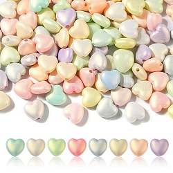 Perles acryliques opaques peintes à la bombe, mat, cœur, couleur mixte, 10.5x11x5.5mm, Trou: 2mm