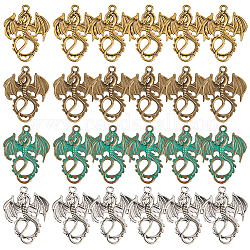Sunnyclue 1 boîte 24pcs dragon breloques pendentif en alliage de style tibétain pendentifs animaux accessoires de bijoux faisant accessoire pour bricolage collier bracelet artisanat sans nickel et sans plomb