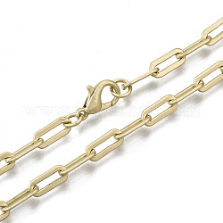 Büroklammerketten aus Messing, gezeichnete längliche Kabelketten Halskette machen, mit Karabiner verschlüsse, mattgoldene Farbe, 23.62 Zoll (60 cm) lang, Link: 4x10 mm, Sprungring: 5x1 mm