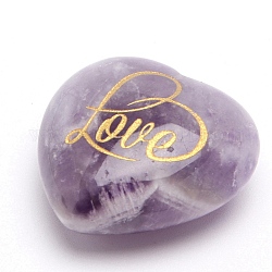 Amatista natural corazón tallado piedra del amor, piedra de palma de bolsillo para el equilibrio de reiki, decoraciones de exhibición casera, 30x30mm