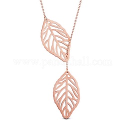 Ожерелье лариат с кулоном из стерлингового серебра shegrace Fashion Filigree 925, с листьями кулон, розовое золото , 15.7 дюйм (40 см)