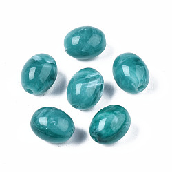 Perles acryliques, style de pierres fines imitation, baril, vert de mer clair, 13x10mm, Trou: 2mm, environ 550 pcs/500 g