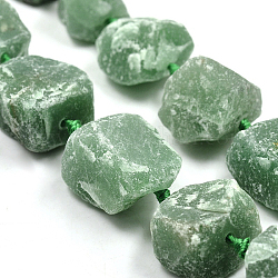 Nuggets naturelles verts perles aventurine brins, 17~38x16~30mm, Trou: 2mm, Environ 14~15 pcs/chapelet, 15.7 pouce