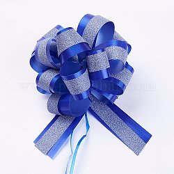 Handmade Elastic Packaging Ribbon Bows, Festival Valentines Day Gifts Box Package Decorations, Flower, Blue, 1120x30mm