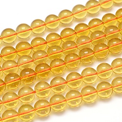 Natürlichem Quarz-Kristall-Perlen Stränge, Runde, Klasse A, Nachahmung Citrin, gefärbt und erhitzt, 14 mm, Bohrung: 1.2 mm, ca. 28 Stk. / Strang, 15.5 Zoll