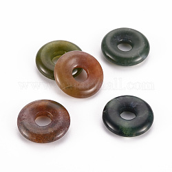 Colgantes naturales de ágata india, donut / pi disc, 18x4.5~5.5mm, agujero: 5.5 mm