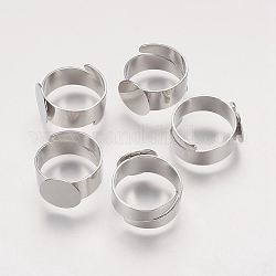 Латунные кольца хвостовиков, основная фурнитура для колльца, для изготовления ювелирных изделий, регулируемый, круглые, платина, лоток : 12 мм, 17 мм