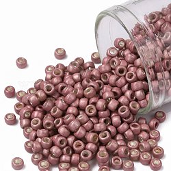 Toho perles de rocaille rondes, Perles de rocaille japonais, mat, (553f) rose galvanisé mat, 8/0, 3mm, Trou: 1mm, environ 1110 pcs/50 g