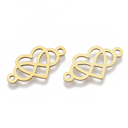 201 Stainless Steel Links connectors, Laser Cut Links, Heart with Infinity, Golden, 13x24x1mm, Hole: 1.8mm