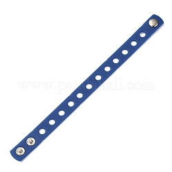 Unisex-Silikonkordel-Armbänder, mit plattiertem Platin Zubehör asu Eisen, dunkelblau, 8-3/8 Zoll (21.3 cm)