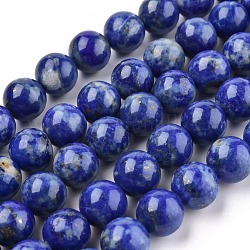 Chapelets de perle en lapis-lazuli naturel, ronde, 10mm, Trou: 1mm, Environ 38 pcs/chapelet, 15.5 pouce (395 mm)