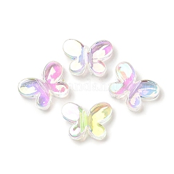 Placage uv transparent perles acryliques irisées arc-en-ciel, papillon, clair ab, 12.8x17.2x4.3mm, Trou: 2mm