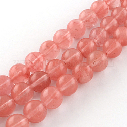 Chapelets de perles en verre de quartz de cerise, ronde, 8mm, Trou: 1mm, Environ 48 pcs/chapelet, 14.9 pouce