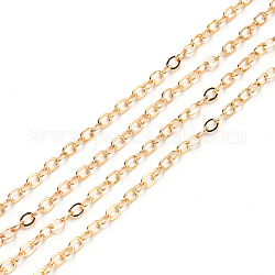 3.28 Feet Brass Cable Chains, Soldered, Flat Oval, Light Gold, 2.6x2x0.3mm, Fit for 0.7x4mm Jump Rings