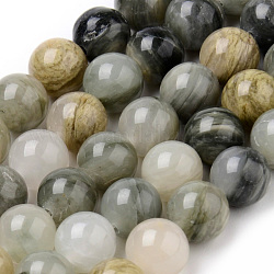 Chapelets de perles en quartz rutile vert naturel, ronde, 10~10.5mm, Trou: 1.2mm, Environ 37~40 pcs/chapelet, 14.9~15.1 pouce (38~38.5 cm)