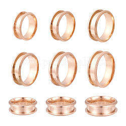 Yilisi 6pcs 6 tamaño 201 ajustes de anillo de dedo ranurado de acero inoxidable, núcleo de anillo en blanco, oro rosa, tamaño de EE. UU. 6 1/2~12 3/4 (16.9~22 mm), 1pc / tamaño