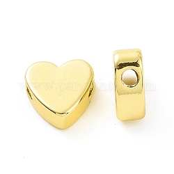 Rack Plating Brass Beads, Long-Lasting Plated, Cadmium Free & Lead Free, Heart, Real 18K Gold Plated, 7.5x7.5x3.5mm, Hole: 1.8mm