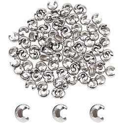 UNICRAFTALE 100pcs Half Round Open Crimp Beads 304 Stainless Steel Crimp Beads Covers Beads End Tip Metal Material 5mm Diameter Crimp Beads for Women Bracelet Necklace Jewelry DIY Craft Making
