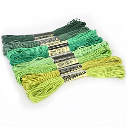 8 Strang, 8 Farben, Farbverlauf, 6-lagige Sticktwist aus Baumwolle, Kreuzstichfäden, zum diy nähen, grün, 1.2 mm, ca. 8.20 yards (7.5m)/knäuel, 1 Strang/Farbe