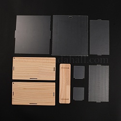 Assemblare espositori per giocattoli in acrilico, scatole di presentazione con pavimento in legno, rettangolo, Burlywood, 22x11.5x19.2cm, 9 pc / set