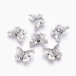 Tibetan Style Alloy Beads, Butterfly, Lead Free & Cadmium Free, Antique Silver, 14x18x5mm, Hole: 1.5mm