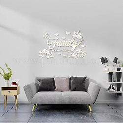 Acryl Wandaufkleber, für zu Hause Wohnzimmer Schlafzimmer Dekoration, Rechteck mit Schmetterlingsmuster, Silber, 290x430 mm