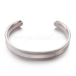 304 Stainless Steel Cuff Bangles, Stainless Steel Color, 2-1/8 inchx2-1/2 inch(54x64mm)